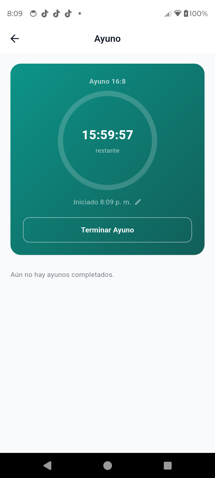 Temporizador de ayuno con cuenta regresiva en vivo