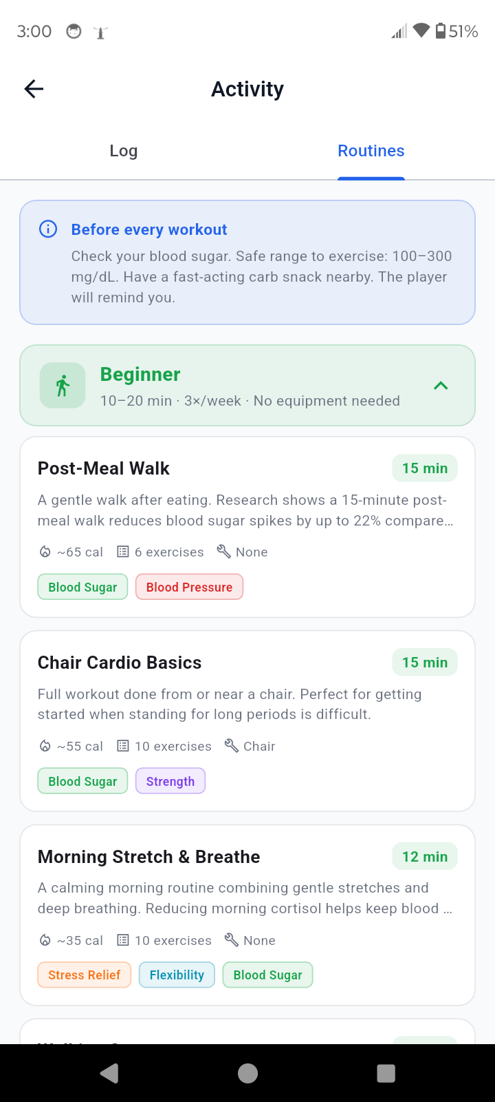 Diabetes-safe workout routines by fitness level