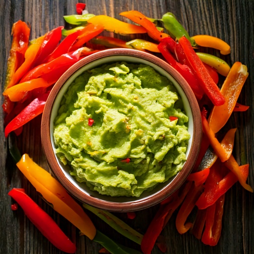 Guacamole with Pepper Strips